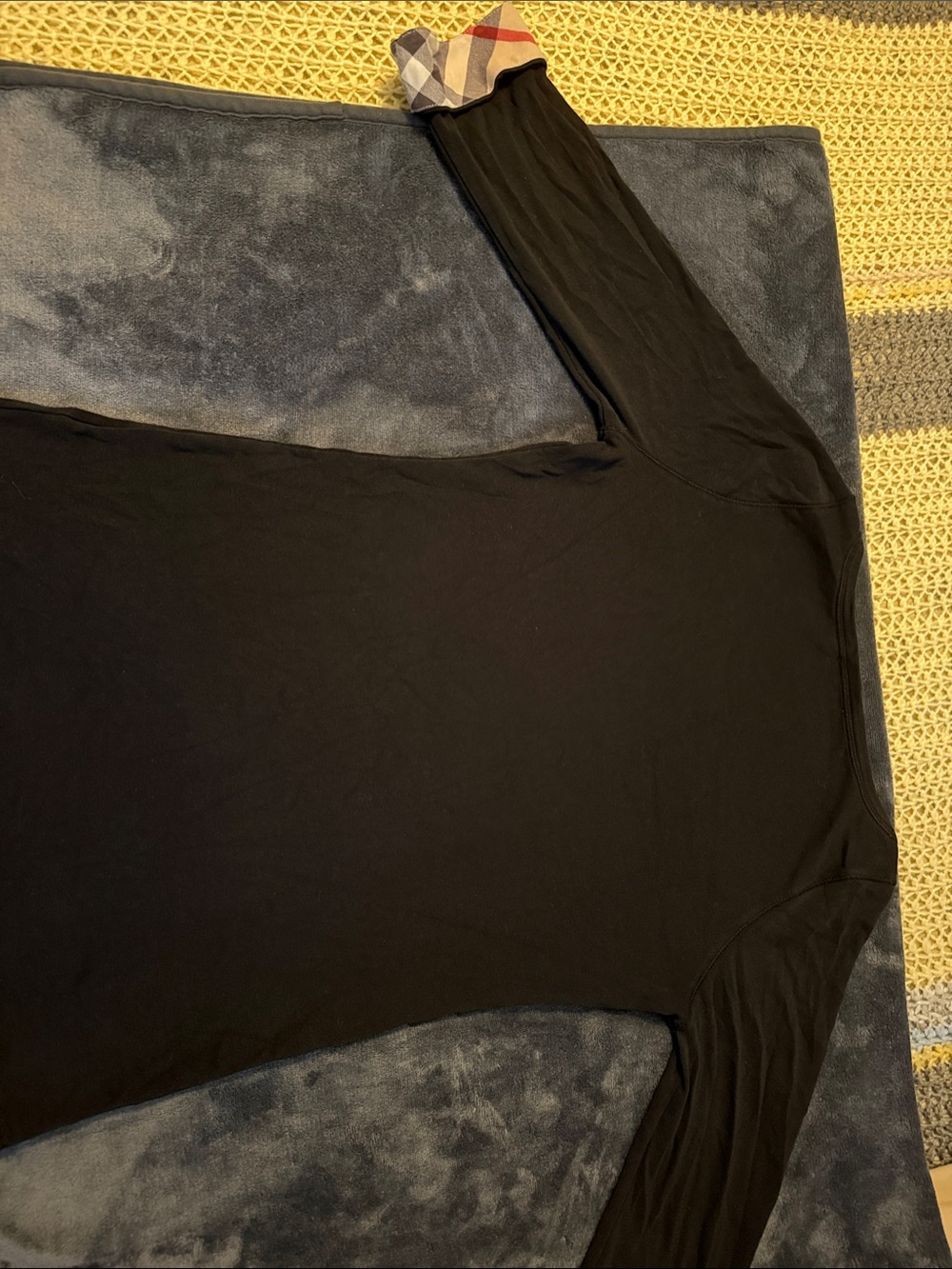 Burberry Black Long-Sleeve Tee with Signature Check Cuff Detail - Picture 6 of 6
